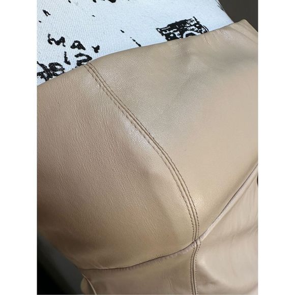 ZARA Tan Faux Leather Strapless Midi Dress S - Picture 4 of 14